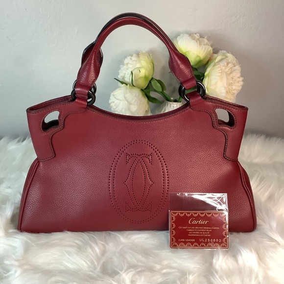 Cartier Handbags - 📛SOLD ON E..Y📛 🛍 CLASSIC CARTIER Burgundy Leather Marcello de Cartier Handbag
